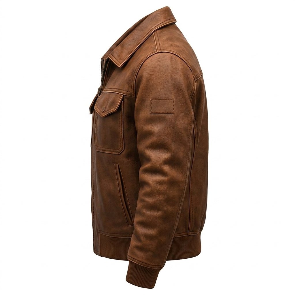 Bobby Leather Brown Jacket - Men Leather Jacket Brown - Timber AND Hide