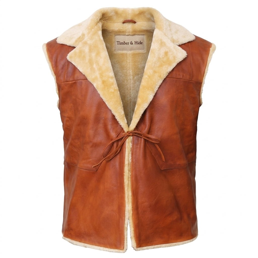 Brown Cord Style Leather Vest - Timber AND Hide