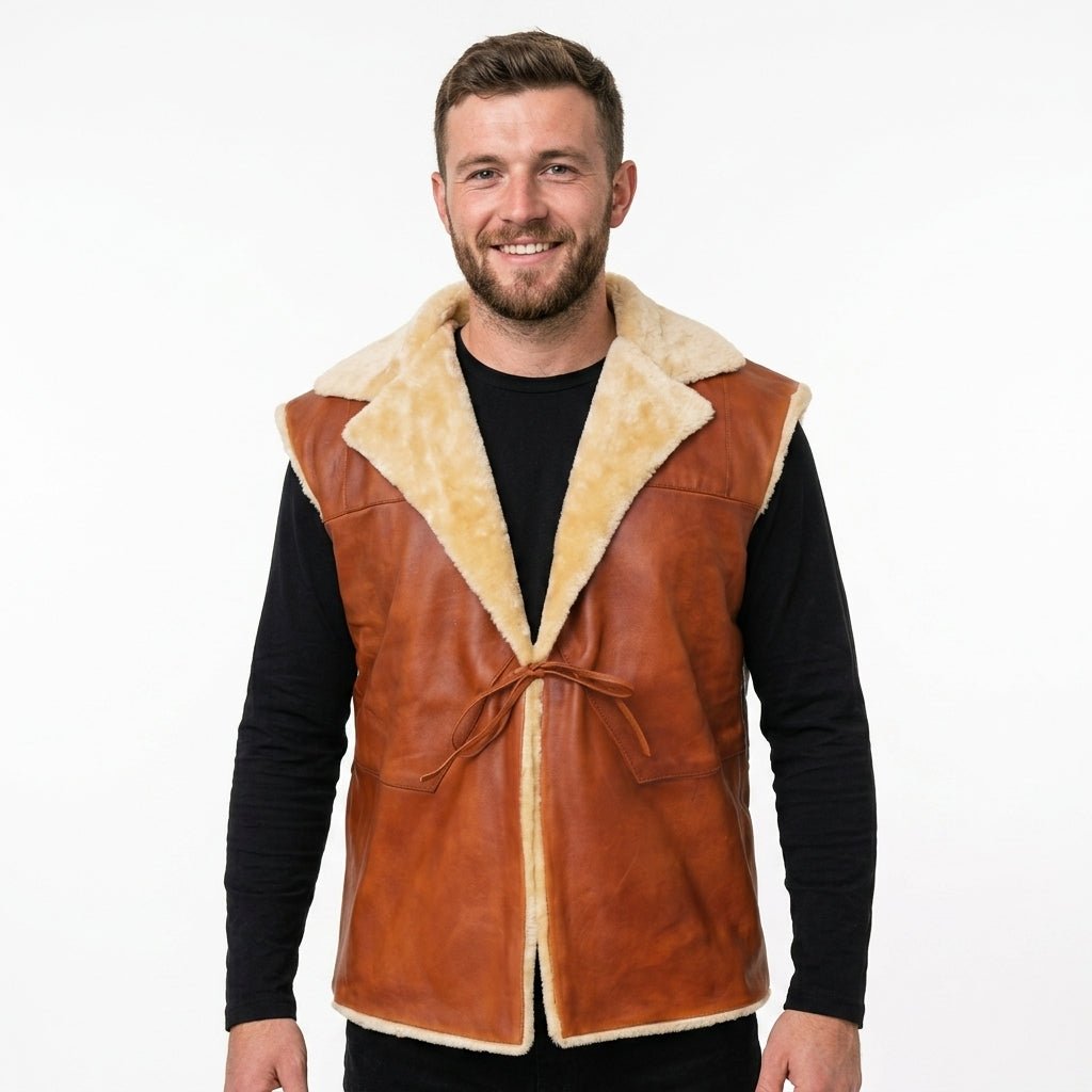 Brown Cord Style Leather Vest - Timber AND Hide