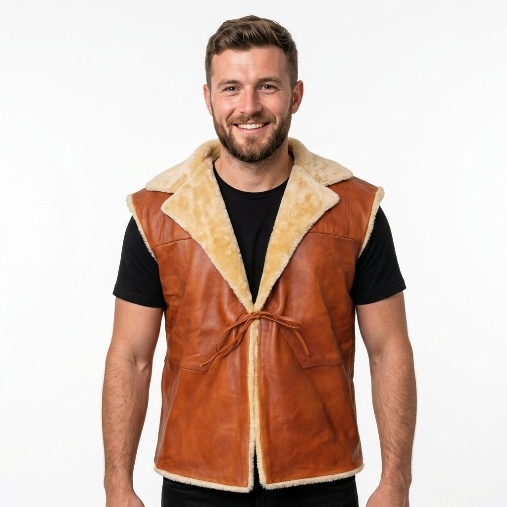 Brown Cord Style Leather Vest - Timber AND Hide