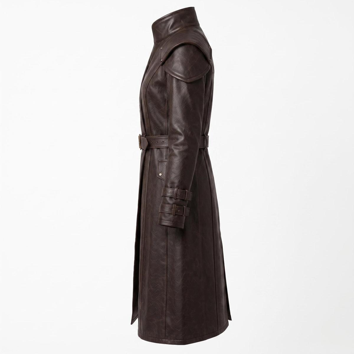 Brown Leather Trench Coat | Medieval Gothic Long Overcoat, Belted Fantasy Jacket - Timber AND Hide
