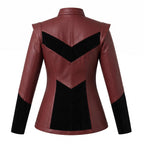 Burgundy Leather Velvet Jacket | Gothic Victorian Steampunk Fitted Coat - Timber AND Hide