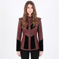 Burgundy Leather Velvet Jacket | Gothic Victorian Steampunk Fitted Coat - Timber AND Hide
