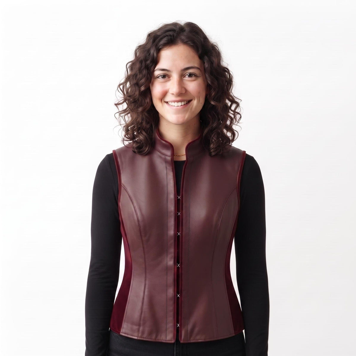 Burgundy Leather Vest | Women's Genuine Tailored Waistcoat, Dark Academia Style - Timber AND Hide