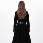 Black Velvet Victorian Coat | Genuine Leather Trim, Medieval Fantasy Jacket