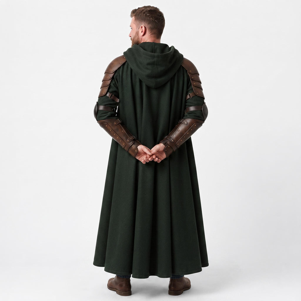 Doctor Doom Inspired Wool Cloak with Leather Armor Cosplay Costume Renaissance Outfit
