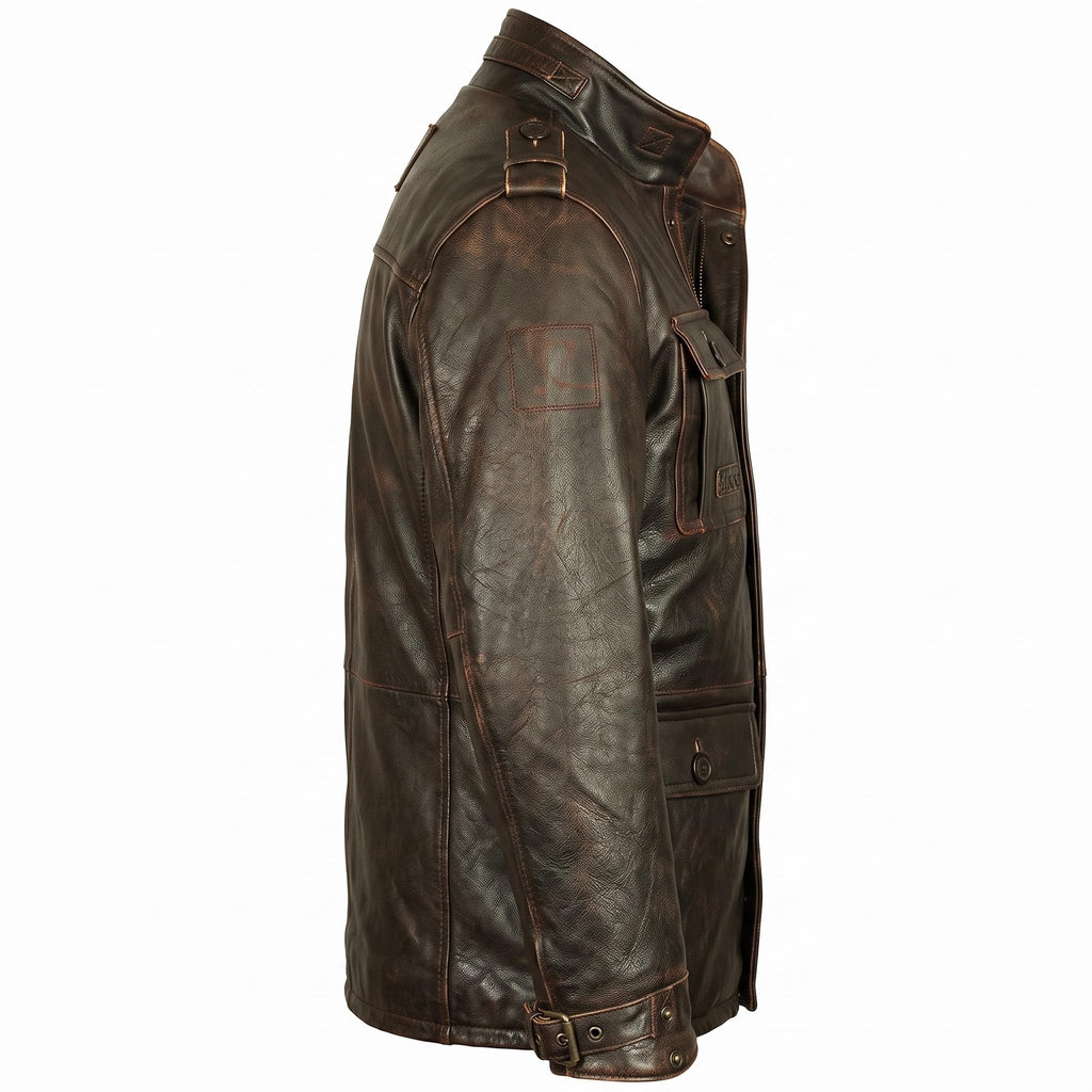 Timber&Hide Vintage Field Leather Jacket Military Inspired –Bomber Leather Jackets for Men