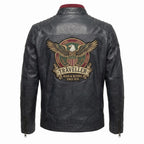 Men's Genuine Leather Biker Jacket | Eagle Patch Cafe Racer Coat