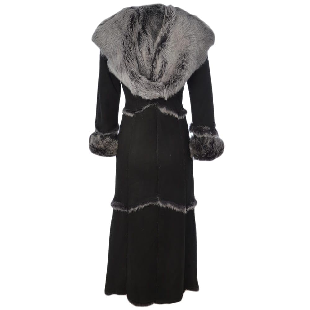Timber&Hide Women’s Black Sheepskin Long Suede Trench Coat