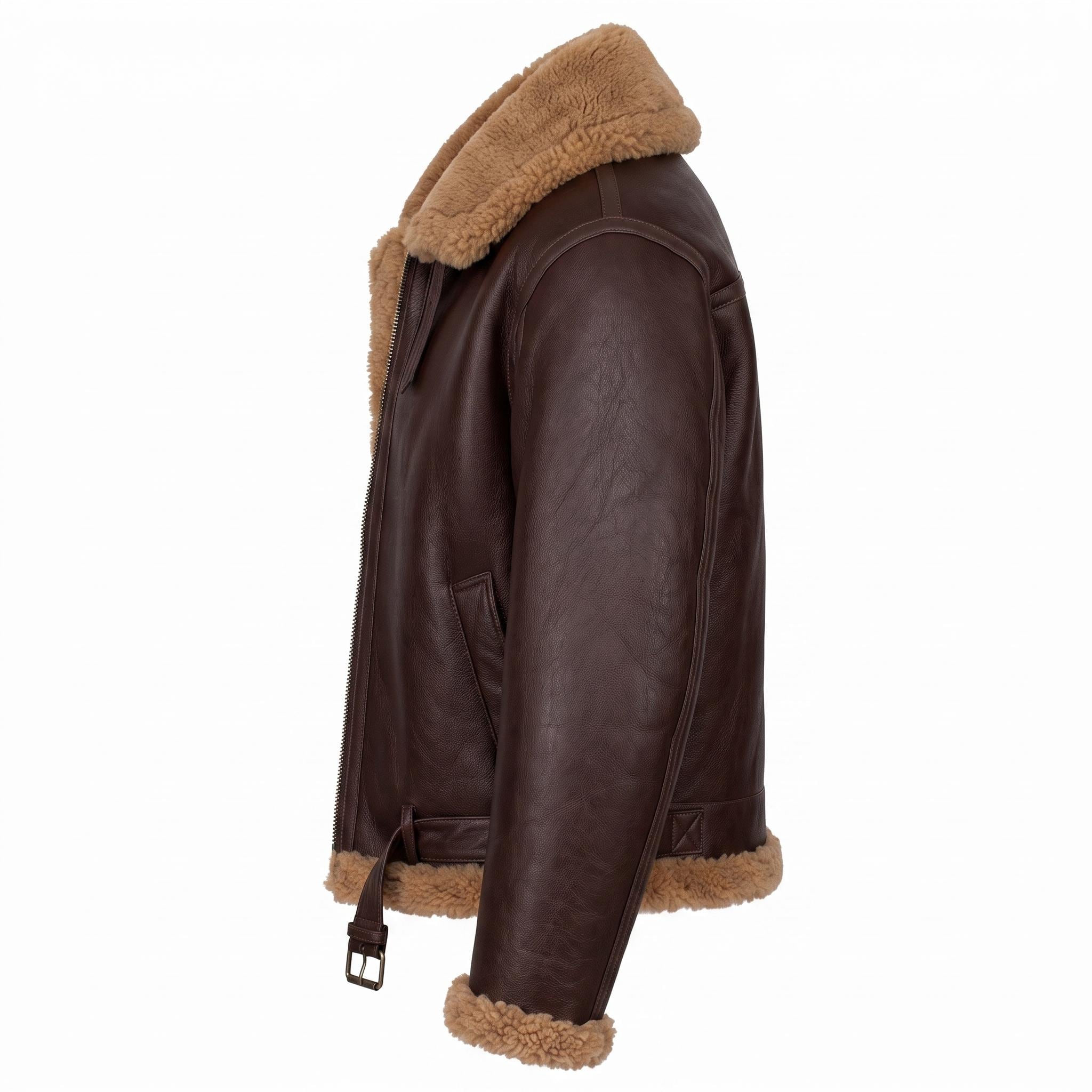 Men's Brown B3 Shearling Aviator Jacket | Genuine Sheepskin Leather Bomber Coat