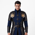 Medieval Knight Wool Coat with Leather Armor | Fantasy LARP Jacket Costume