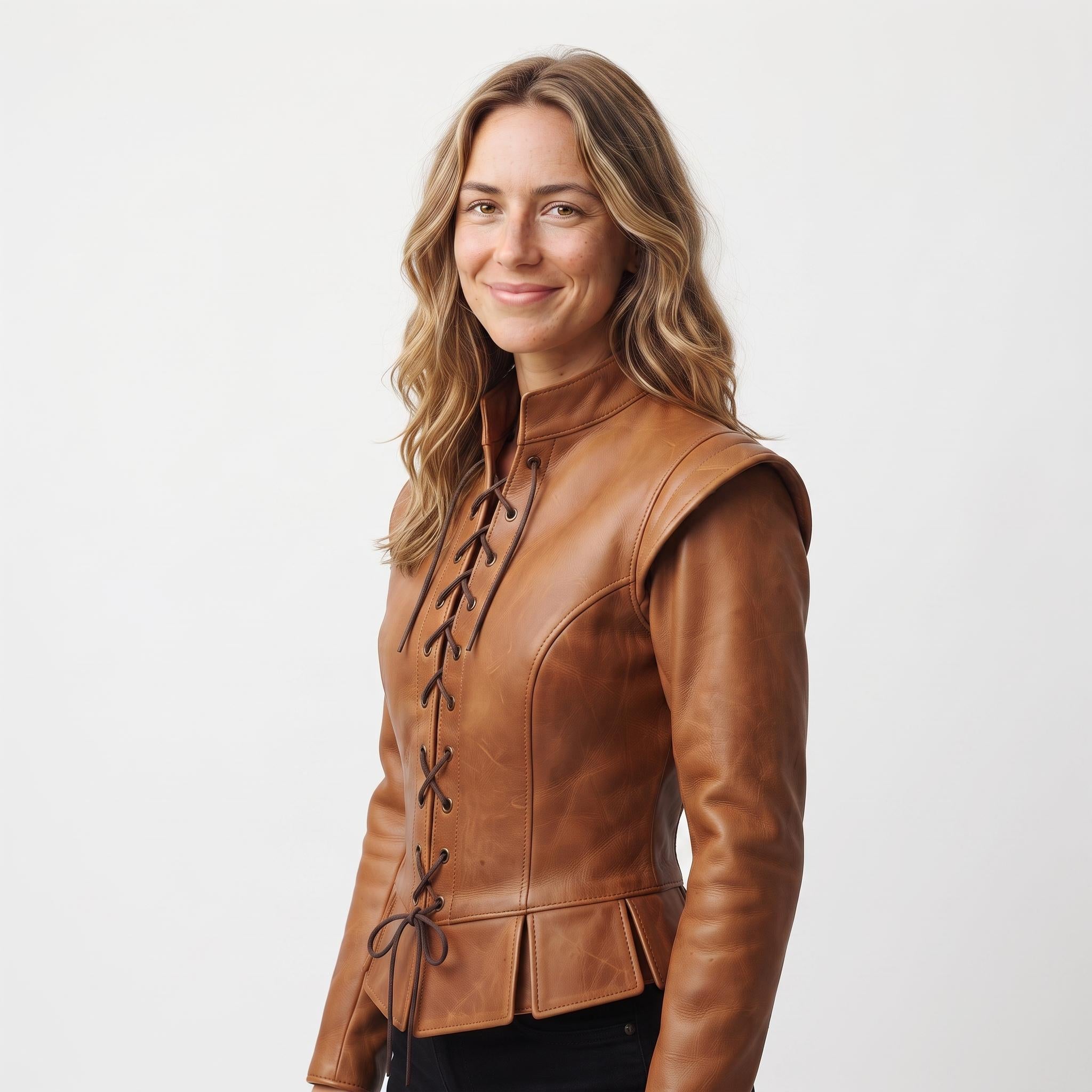 Women's Genuine Leather Doublet | Lace-Up Renaissance Corset Jacket, Fantasy LARP Armor