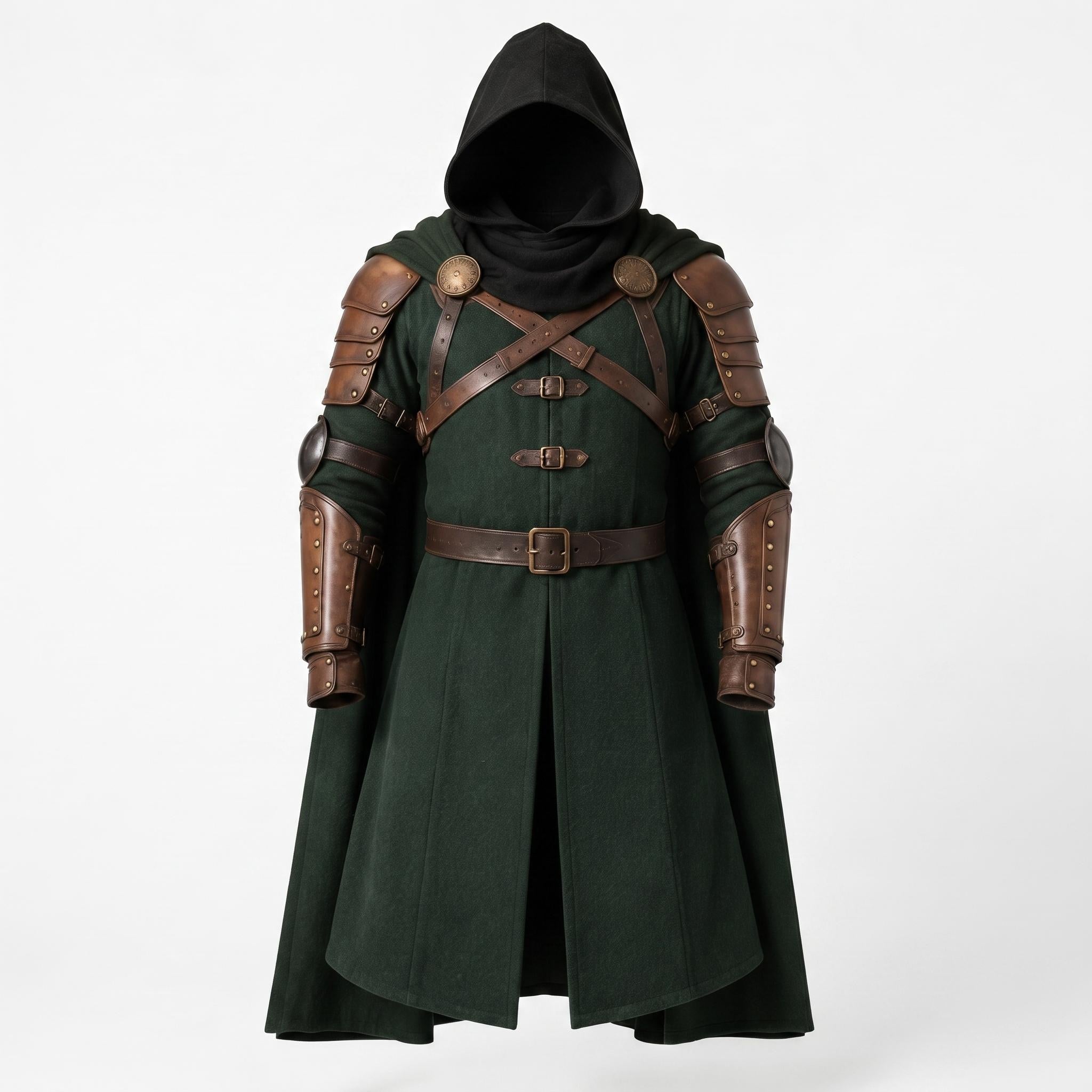 Doctor Doom Inspired Wool Cloak with Leather Armor Cosplay Costume Renaissance Outfit
