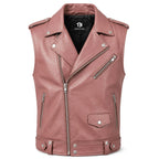 Timber&Hide Handmade Cowhide Leather Vest | Classic Biker Vest | Gothic Rocker Sleeveless Jacket