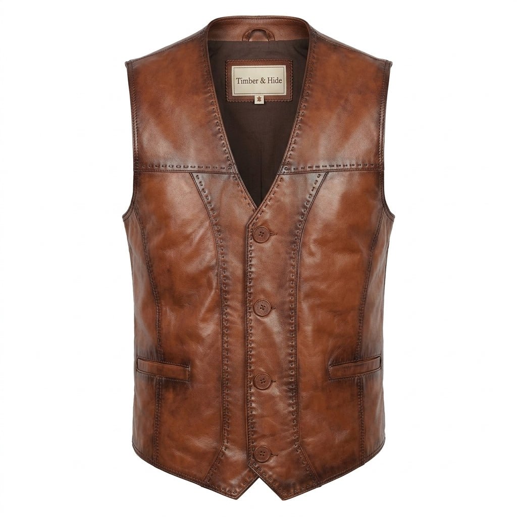 Calvin Brown Vest Jacket for Men - Timber AND Hide