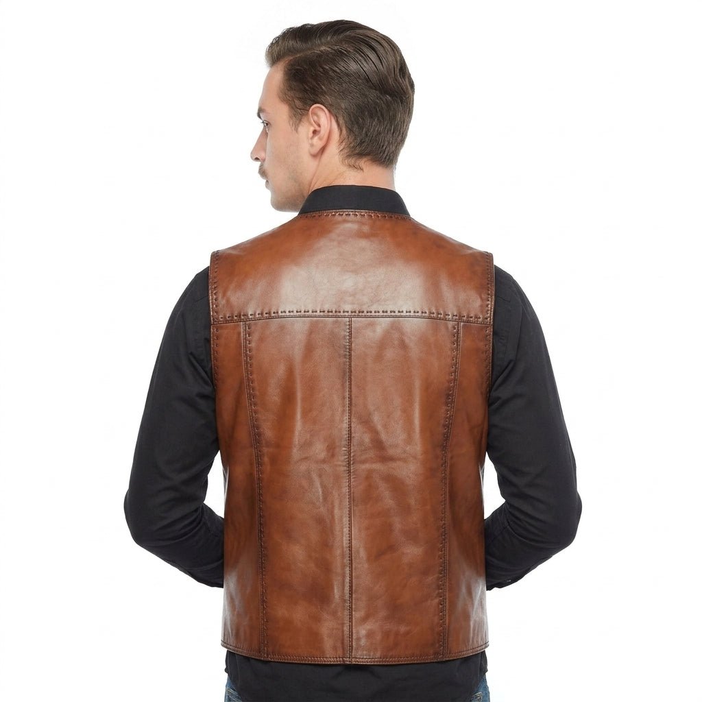 Calvin Brown Vest Jacket for Men - Timber AND Hide