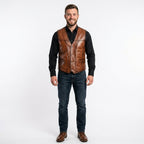 Calvin Brown Vest Jacket for Men - Timber AND Hide