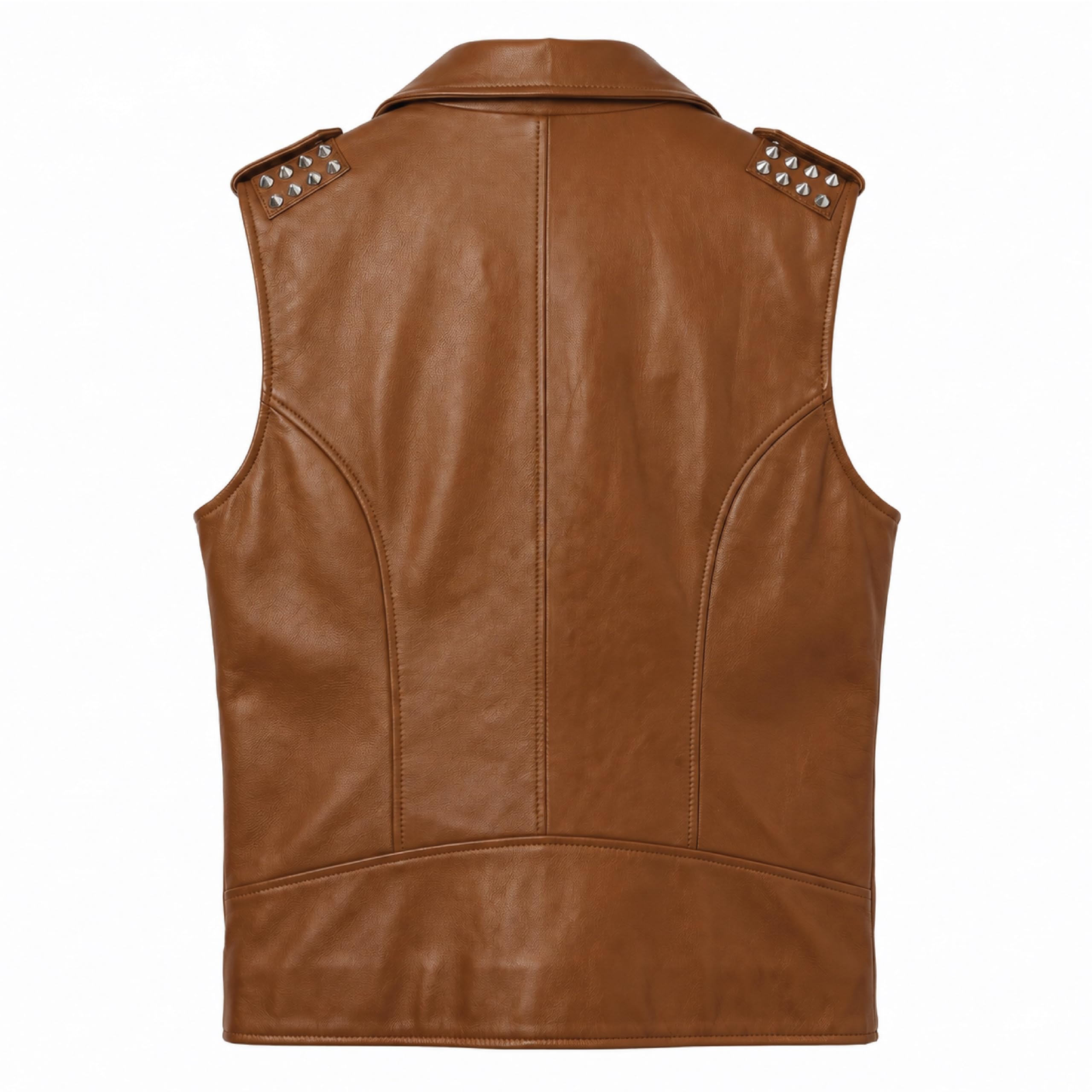 Timber&Hide Men's Genuine Leather Motorcycle Biker Vest – Classic Double Rider Style with Studded Shoulders