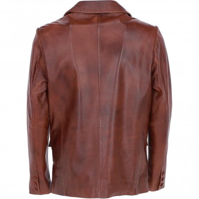 Men's Classic Burgundy Leather Blazer: AWL-2244