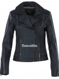 Women's Black Leather Biker Jacket