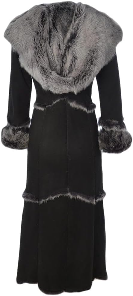 Timber&Hide Women’s Sheepskin Long Suede Trench Coat | long trench coat for women | shearling trenchcoat | trench coat women