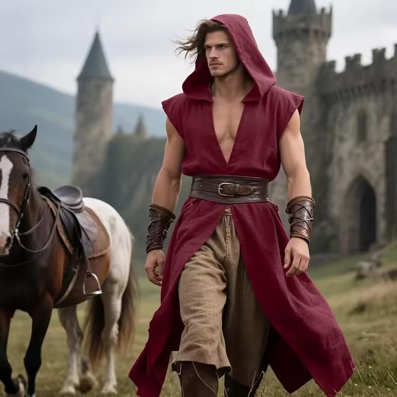 Medieval Archer Hooded Tunic Costume | Archer Cloak | Sleeveless Surcoat