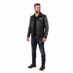 Timber&Hide Handmade Studded Leather Biker Jacket: Punk Rock Gothic Patchwork | Halloween Costume