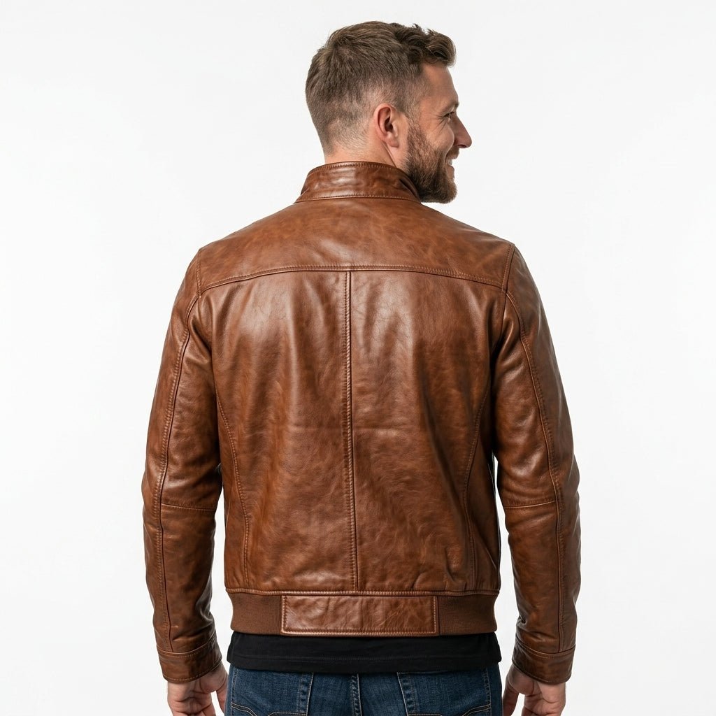 Charlotte Leather Brown Jacket - Men Leather Jacket Brown - Timber AND Hide