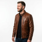Charlotte Leather Brown Jacket - Men Leather Jacket Brown - Timber AND Hide