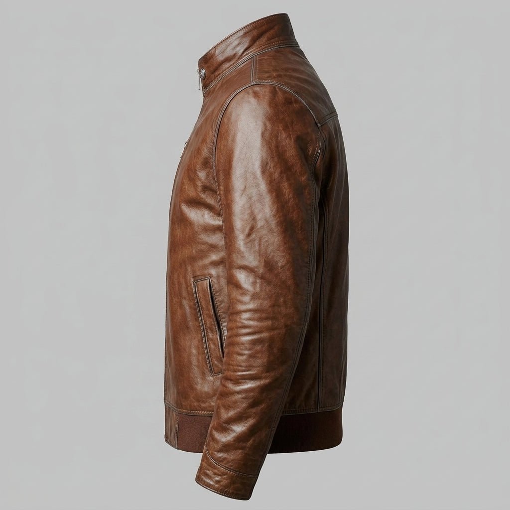 Charlotte Leather Brown Jacket - Men Leather Jacket Brown - Timber AND Hide