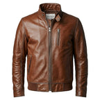 Charlotte Leather Brown Jacket - Men Leather Jacket Brown - Timber AND Hide