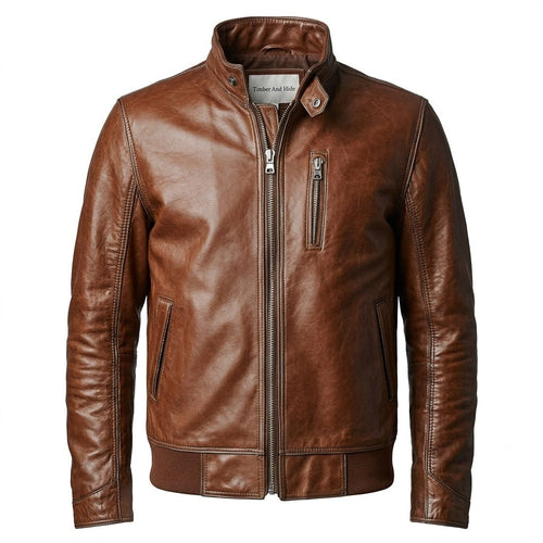 Charlotte Leather Brown Jacket - Men Leather Jacket Brown - Timber AND Hide