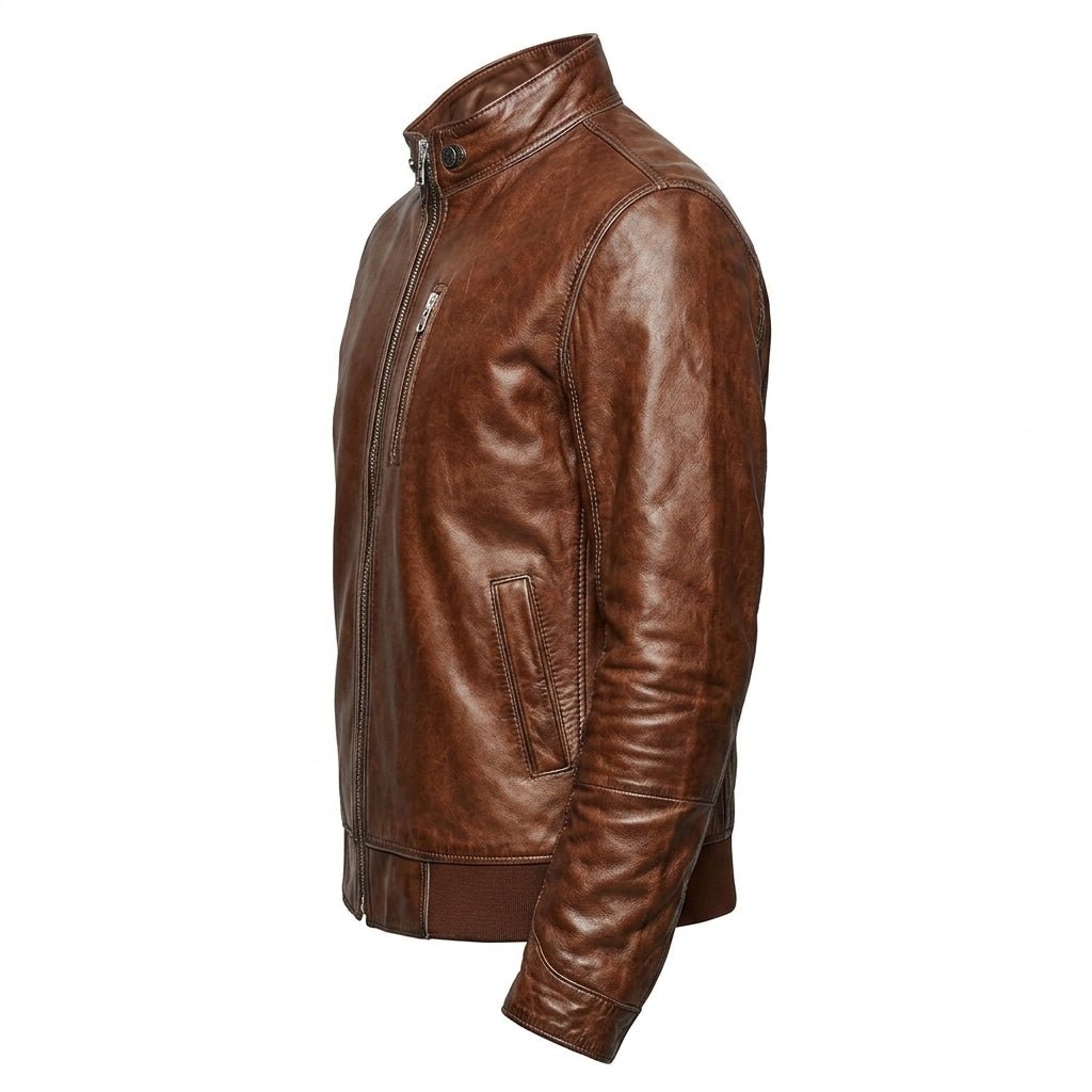 Charlotte Leather Brown Jacket - Men Leather Jacket Brown - Timber AND Hide