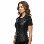 Claire Black Leather Vest for Women - Timber AND Hide