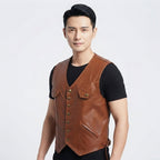 Classic Brown Leather Vest for Men - Timber AND Hide
