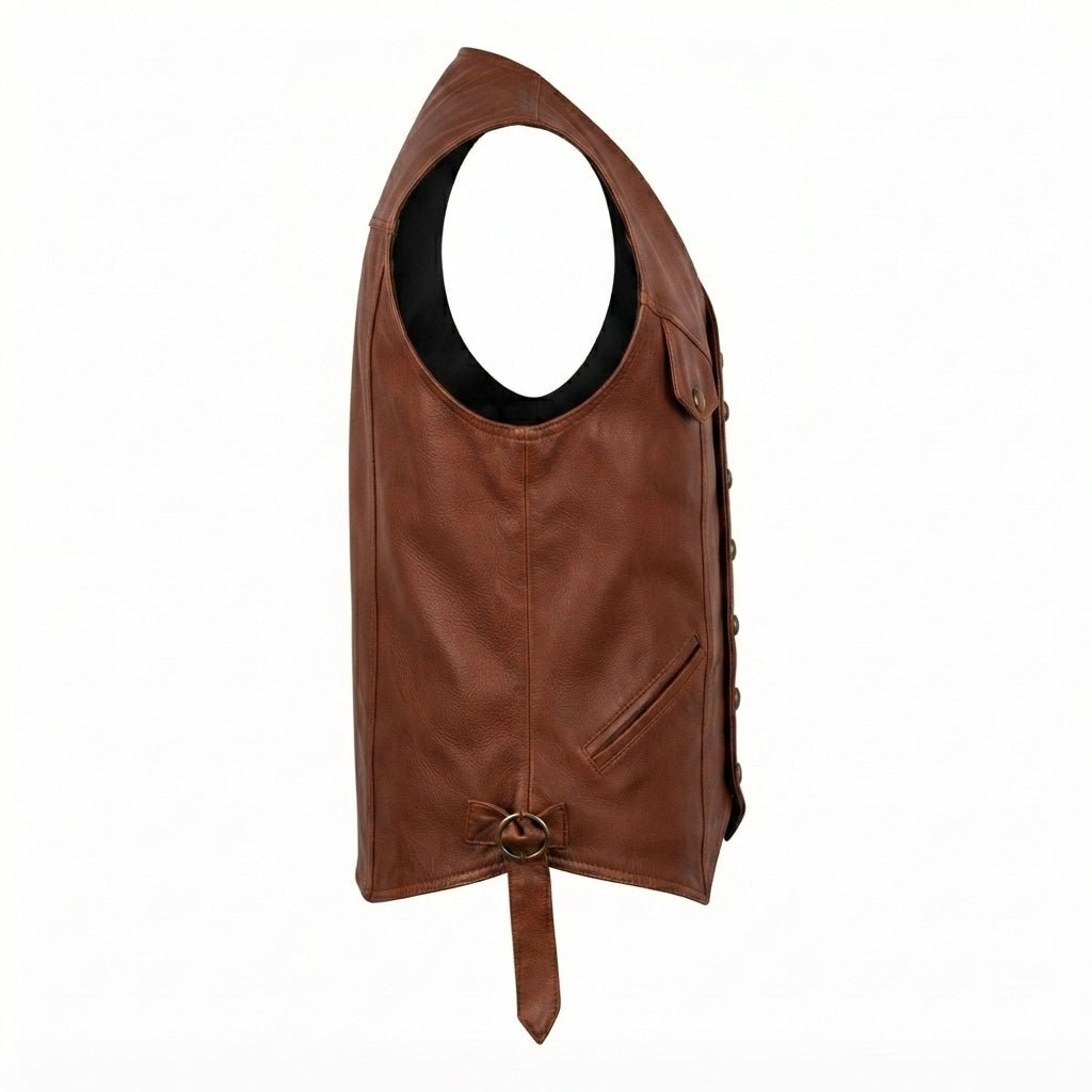 Classic Brown Leather Vest for Men - Timber AND Hide