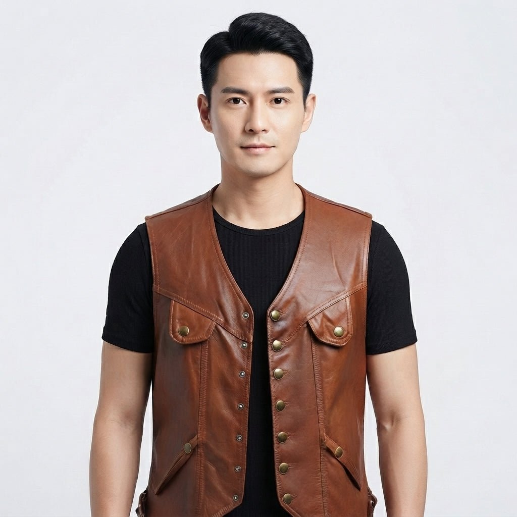 Classic Brown Leather Vest for Men - Timber AND Hide