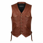 Classic Brown Leather Vest for Men - Timber AND Hide