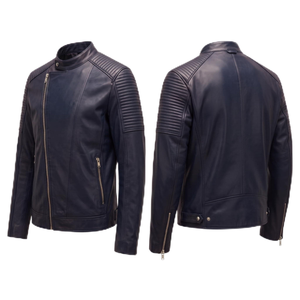 Classic men’s leather biker jacket | slim fit | minimalist moto rider Jacket - Timber AND Hide