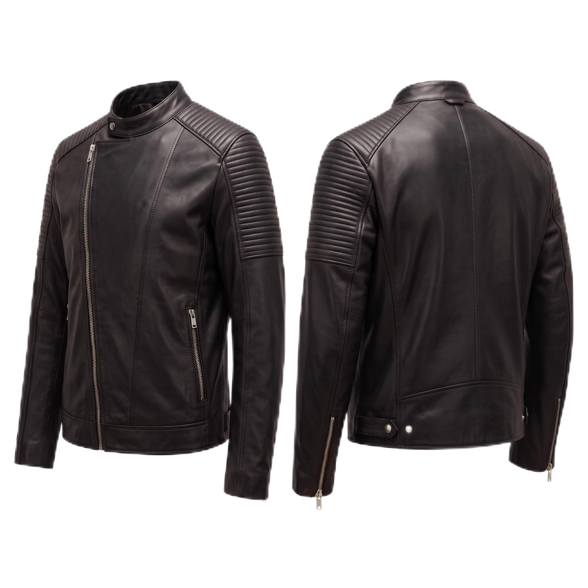 Classic men’s leather biker jacket | slim fit | minimalist moto rider Jacket - Timber AND Hide
