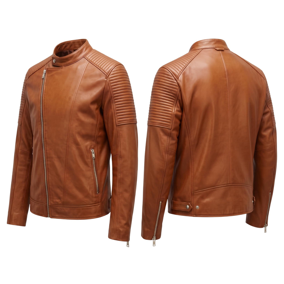 Classic men’s leather biker jacket | slim fit | minimalist moto rider Jacket - Timber AND Hide
