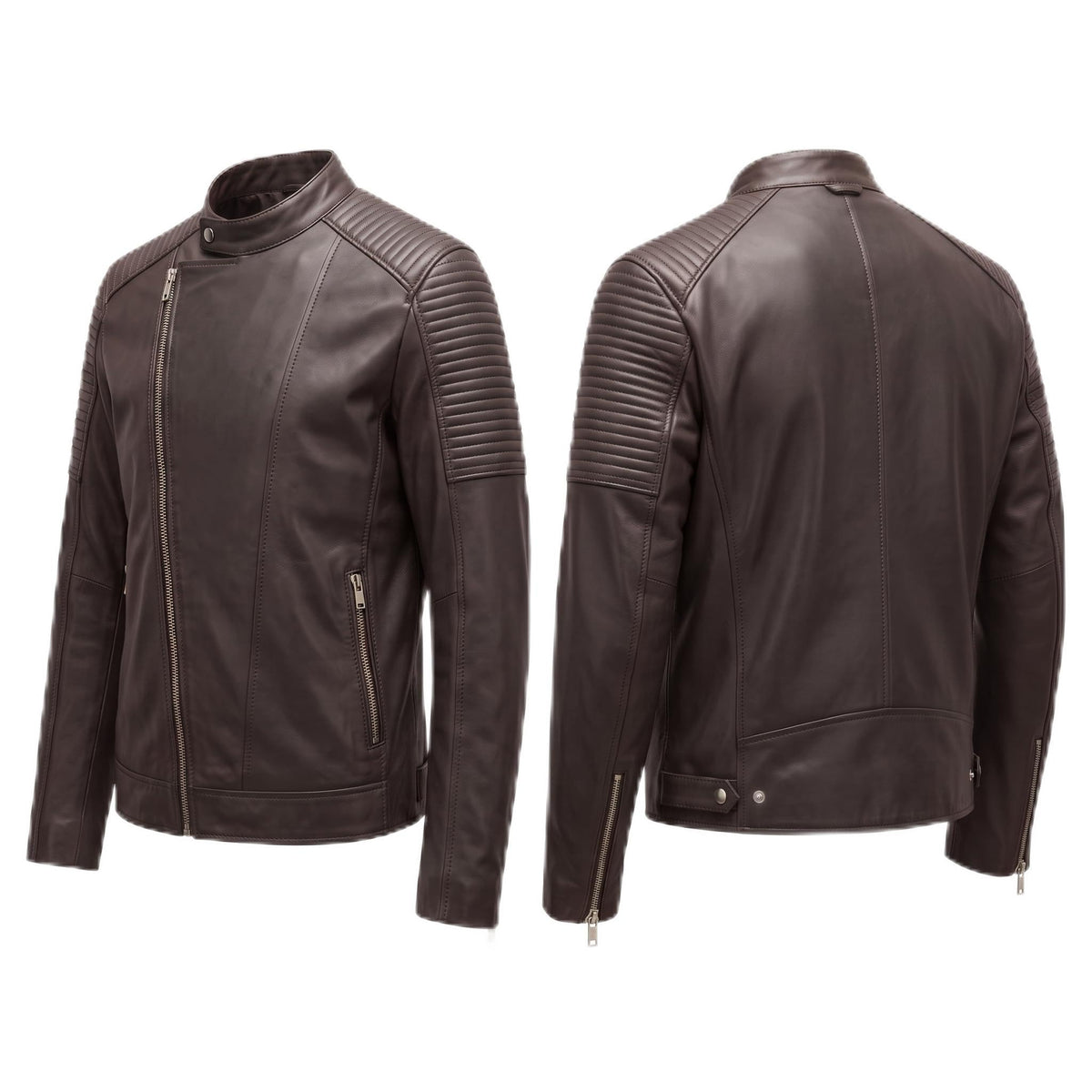 Classic men’s leather biker jacket | slim fit | minimalist moto rider Jacket - Timber AND Hide