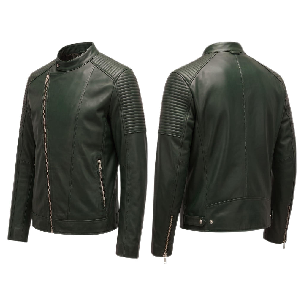 Classic men’s leather biker jacket | slim fit | minimalist moto rider Jacket - Timber AND Hide