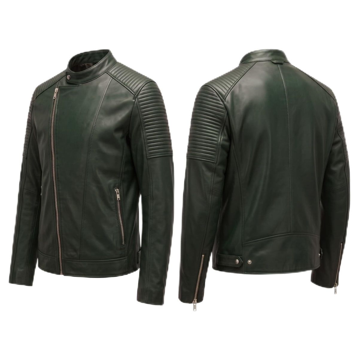 Classic men’s leather biker jacket | slim fit | minimalist moto rider Jacket - Timber AND Hide