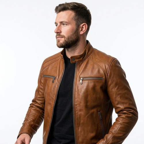 Cody Leather Brown Jacket - Men Leather Jacket Brown - Timber AND Hide