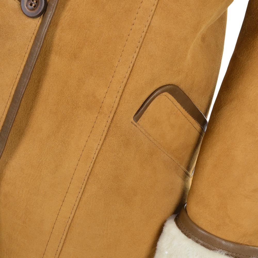 Women's Suede Leather Shearling Coat: Penny Lane Style Winter Jacket