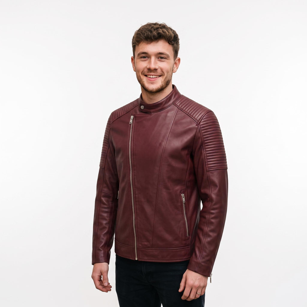 Classic men’s leather biker jacket | slim fit | minimalist moto rider Jacket