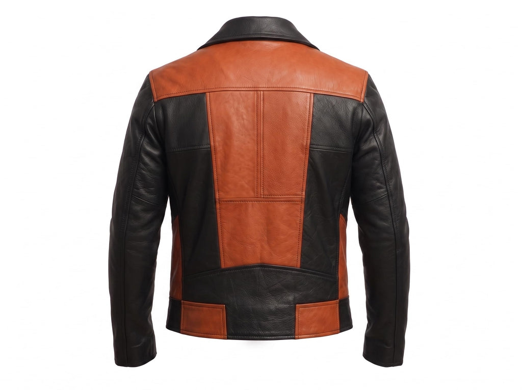 Timber&Hide Men's Leather Biker Moto Jacket | Gothic Cross Design | Embroidered Patch jacket