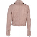 Women's Burgundy Leather Biker Jacket: Stella
