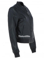 Ladies Leather Bomber Jacket
